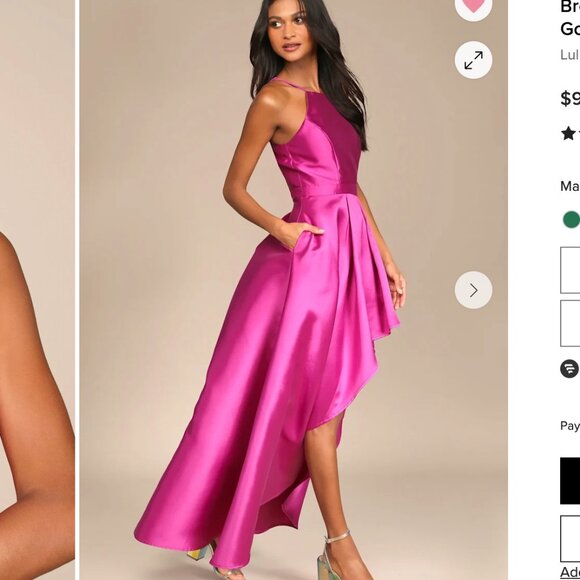LULUS | LIKE NEW | Broadway Show Magenta High-Low Maxi Dress | Pre-Hemmed | SZ L - Picture 3 of 4